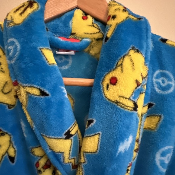 Pokemon Pikachu Plush Pajama Bathrobe Youth Blue Medium 8/10 - Picture 9 of 16